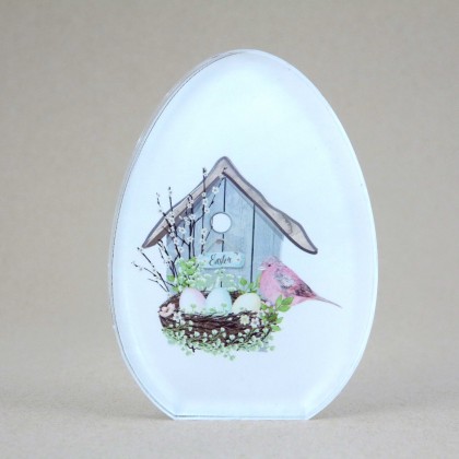 Ακρυλικό αβγό μικρό, εκτυπωμένο, διάφανο, Φωλιά Πουλιού.
